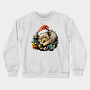 Lazy Yorkshire Terrier Dog at Christmas Crewneck Sweatshirt